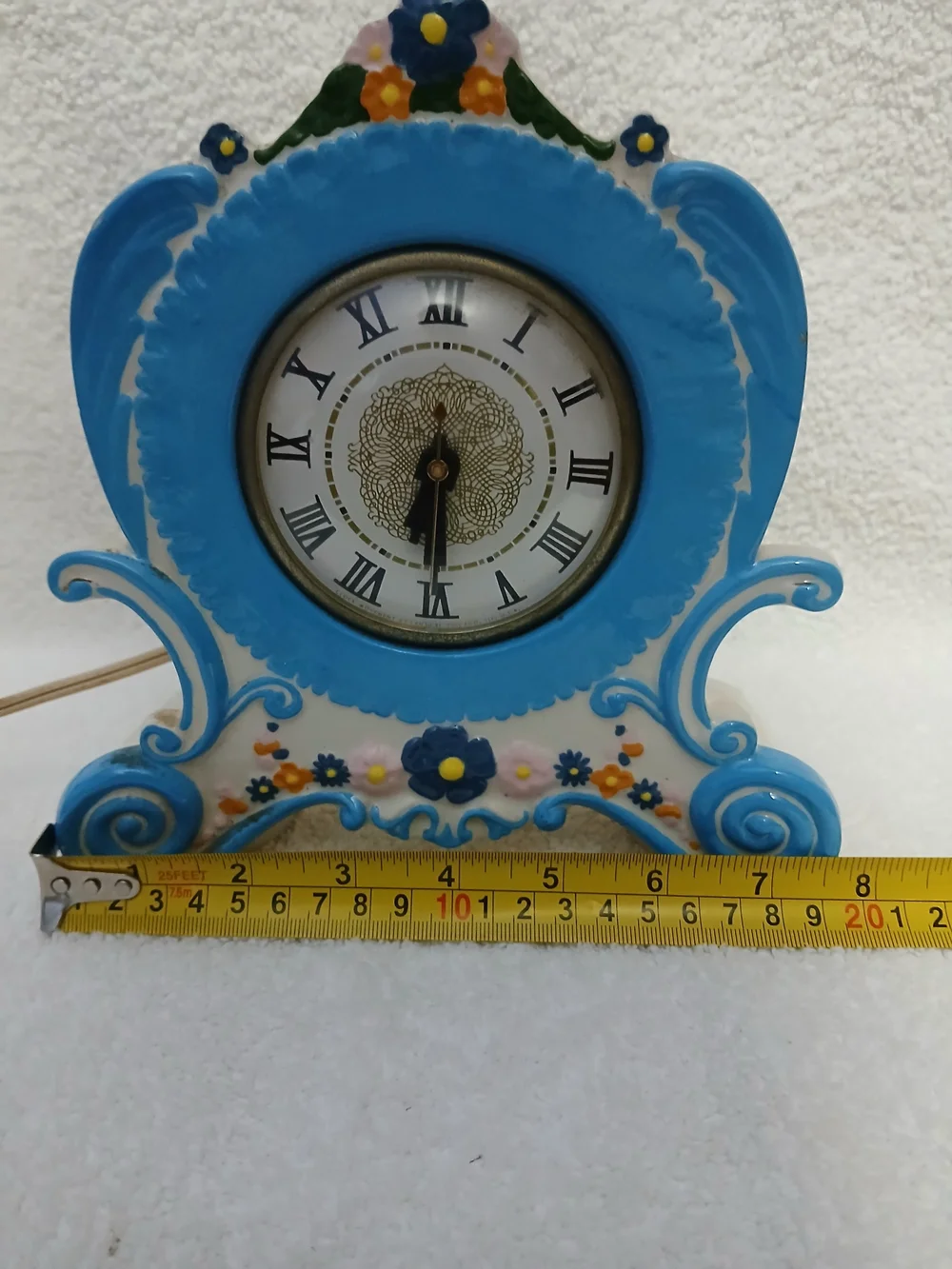 Vintage Ceramic Mantel Electric Clock Made In The Mid-to- late 20th Century.